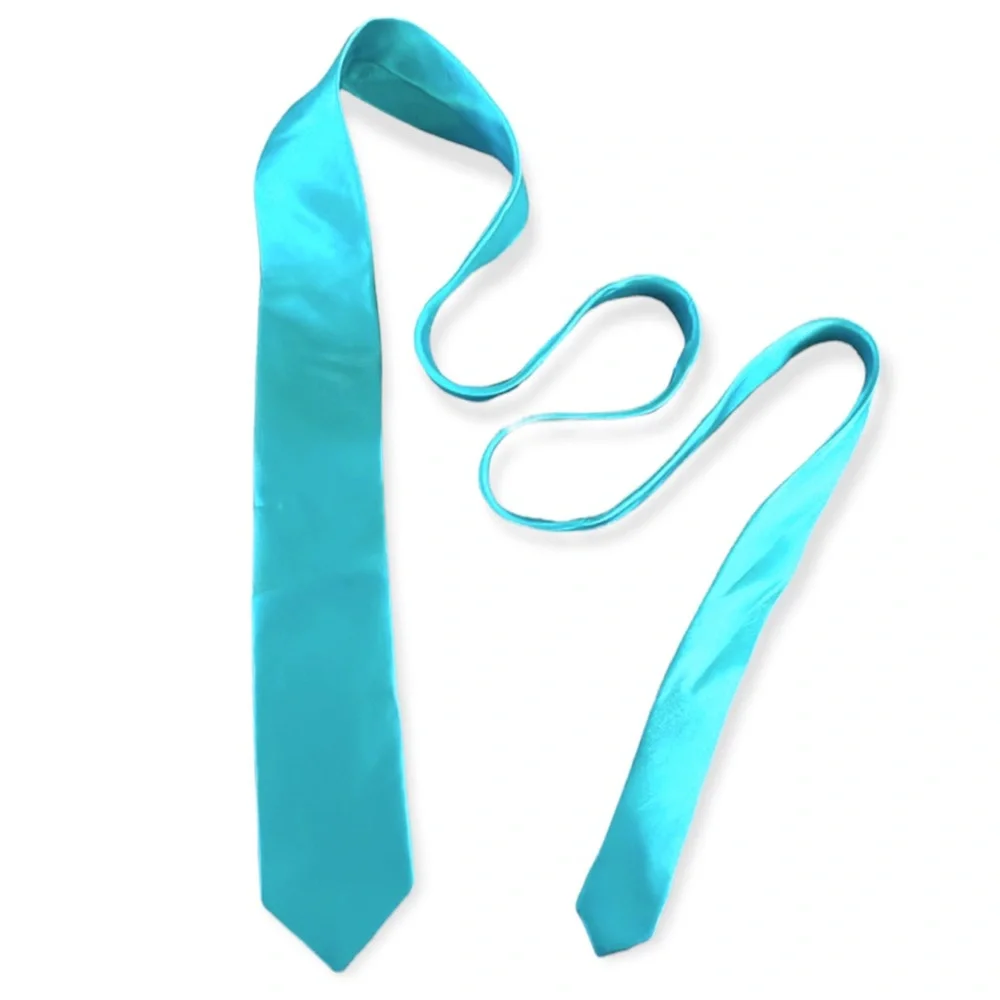 Silk Blend Teal Aquamarine Mint Green Blue Neck Tie by J Ferrar JF
